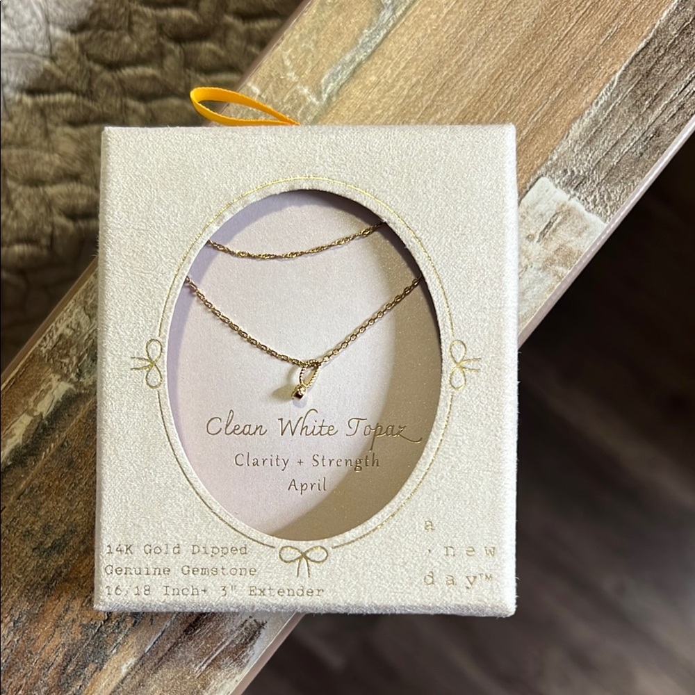 A New Day Gold Necklace with White Topaz
